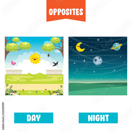 Opposite Adjectives With Cartoon Drawings