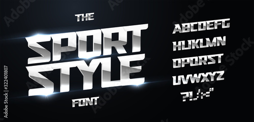Sport style alphabet. Modern dynamic bold font, iron type for modern power logo, techno lettering, chrome headline for poster and banner graphic. Polished metal letters, vector typography design