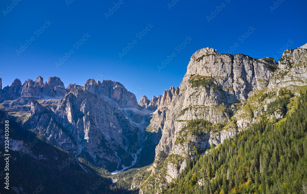 Beautiful view of the Dolomites di Brenta group seen from Molveno