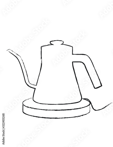 Electric Coffee Kettle Vector Brush outline