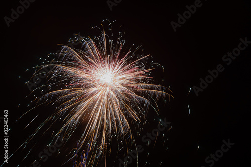 Long exposure of fireworks in the sky. photo