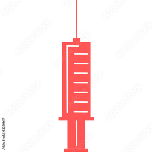 medical syringe, hypodermic needle, Inject needle concept of vaccination, injection. Trendy flat style. vector illustration. Drug dose business concept. Symbol web site design, logo, app, UI.