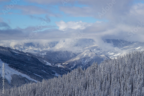 beautiful view of Austrian ski resort, Dachstein region, Alps