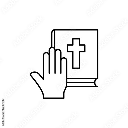 Bible, hand, swear icon. Simple line, outline vector religion icons for ui and ux, website or mobile application