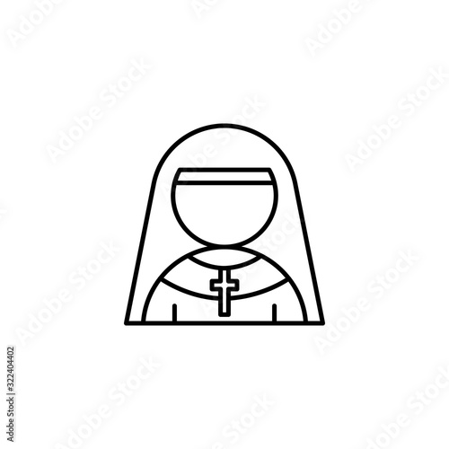 Nun, cross, Christianity icon. Simple line, outline vector religion icons for ui and ux, website or mobile application