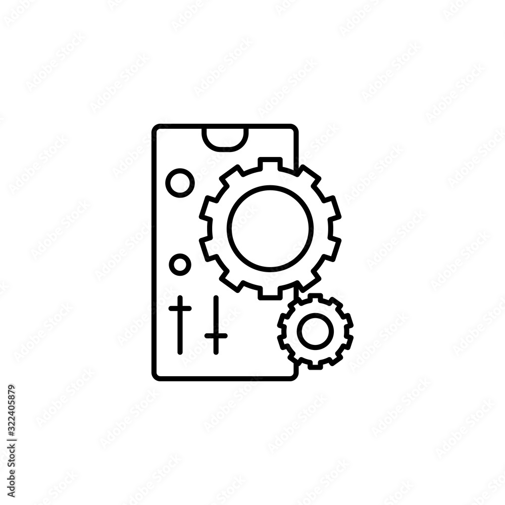 Smartphone gear setting icon. Simple line, outline vector of phone application icons for ui and ux, website or mobile application Smartphone gear setting icon. Simple line, outline vector of phone application icons for ui and ux, website or mobile application
