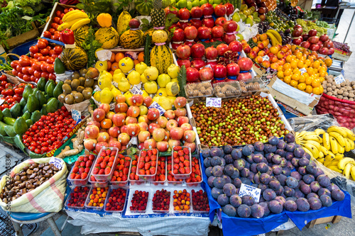 Istanbul. Turkey. Street market with fresh fruits and vegetables