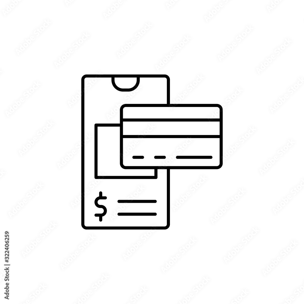 Smartphone card icon. Simple line, outline vector of phone application icons for ui and ux, website or mobile application Smartphone card icon. Simple line, outline vector of phone application icons for ui and ux, website or mobile application