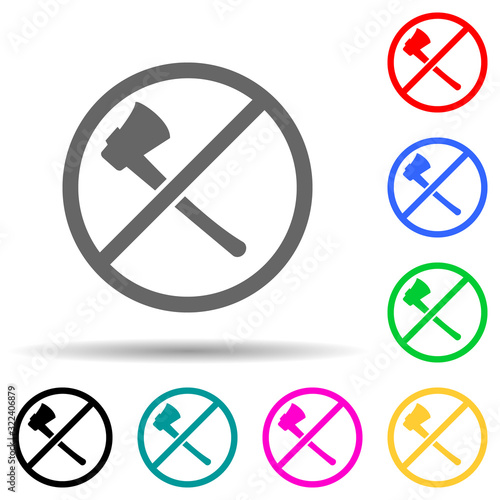 ban on cutting down trees green multi color style icon. Simple glyph, flat vector of greenpeace icons for ui and ux, website or mobile application