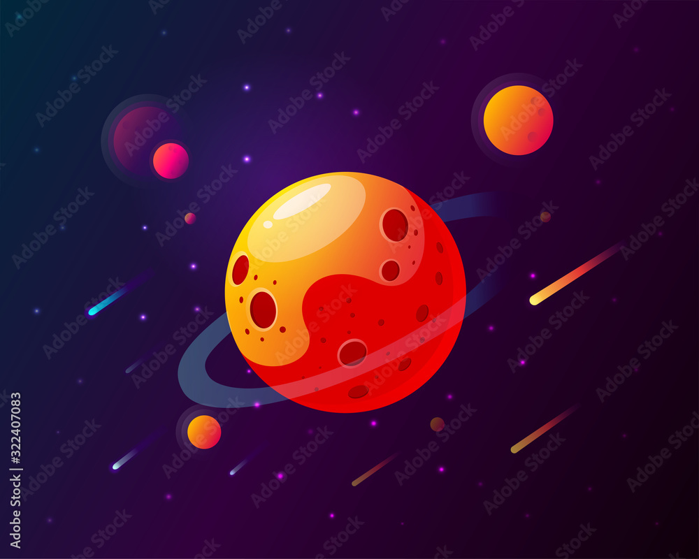 Naklejka premium Illustration Of Space. Concept of galaxy, space, cosmos, nebula, space dust, comets.