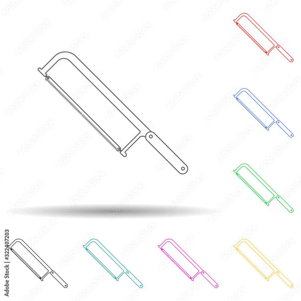 hacksaw multi color style icon. Simple thin line, outline vector of home repair tool icons for ui and ux, website or mobile application hacksaw multi color style icon. Simple thin line, outline vector of home repair tool icons for ui and ux, website or mobile application