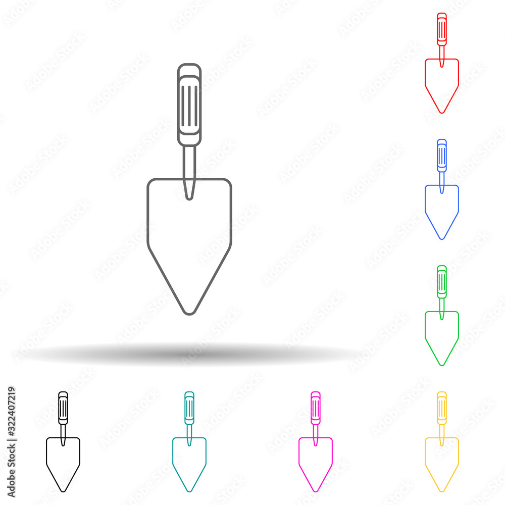 trowel multi color style icon. Simple thin line, outline vector of home repair tool icons for ui and ux, website or mobile application trowel multi color style icon. Simple thin line, outline vector of home repair tool icons for ui and ux, website or mobile application