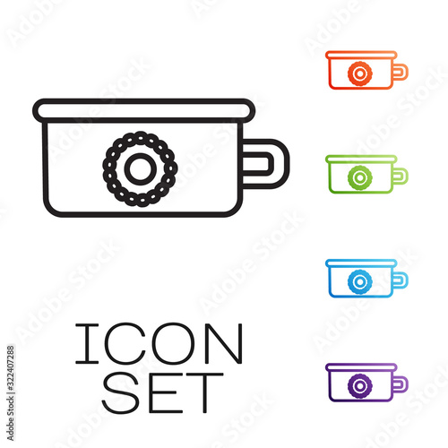 Black line Baby potty icon isolated on white background. Chamber pot. Set icons colorful. Vector Illustration