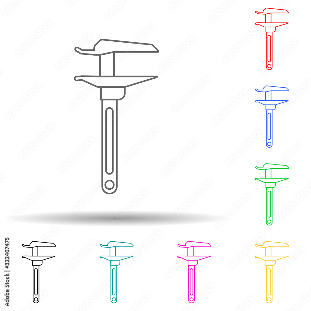 Caliper multi color style icon. Simple thin line, outline vector of home repair tool icons for ui and ux, website or mobile application Caliper multi color style icon. Simple thin line, outline vector of home repair tool icons for ui and ux, website or mobile application