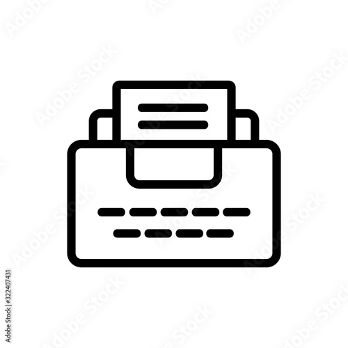 typewriter icon vector. Thin line sign. Isolated contour symbol illustration