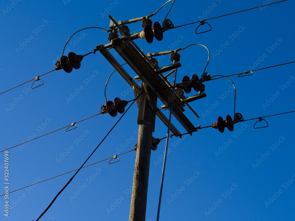 Photo of the top of a power line Photo of the top of a power line