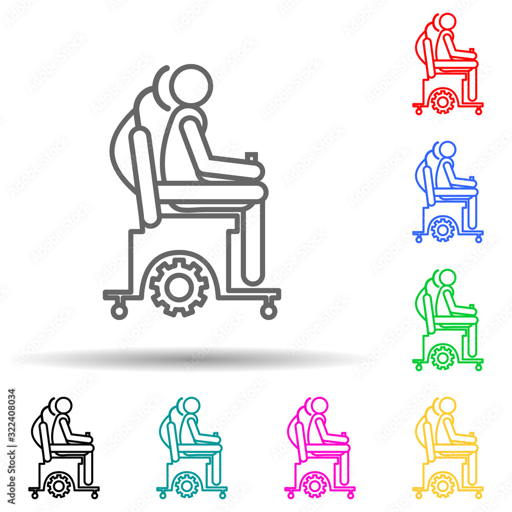 wheelchair multi color style icon. Simple thin line, outline vector of hospital icons for ui and ux, website or mobile application wheelchair multi color style icon. Simple thin line, outline vector of hospital icons for ui and ux, website or mobile application