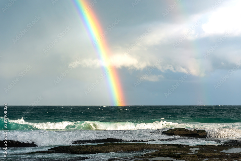 Rainbow over the ocean, Sydney Australia Rainbow over the ocean, Sydney Australia
