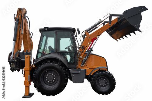 Cuadro en lienzo Image of a modern backhoe loader.