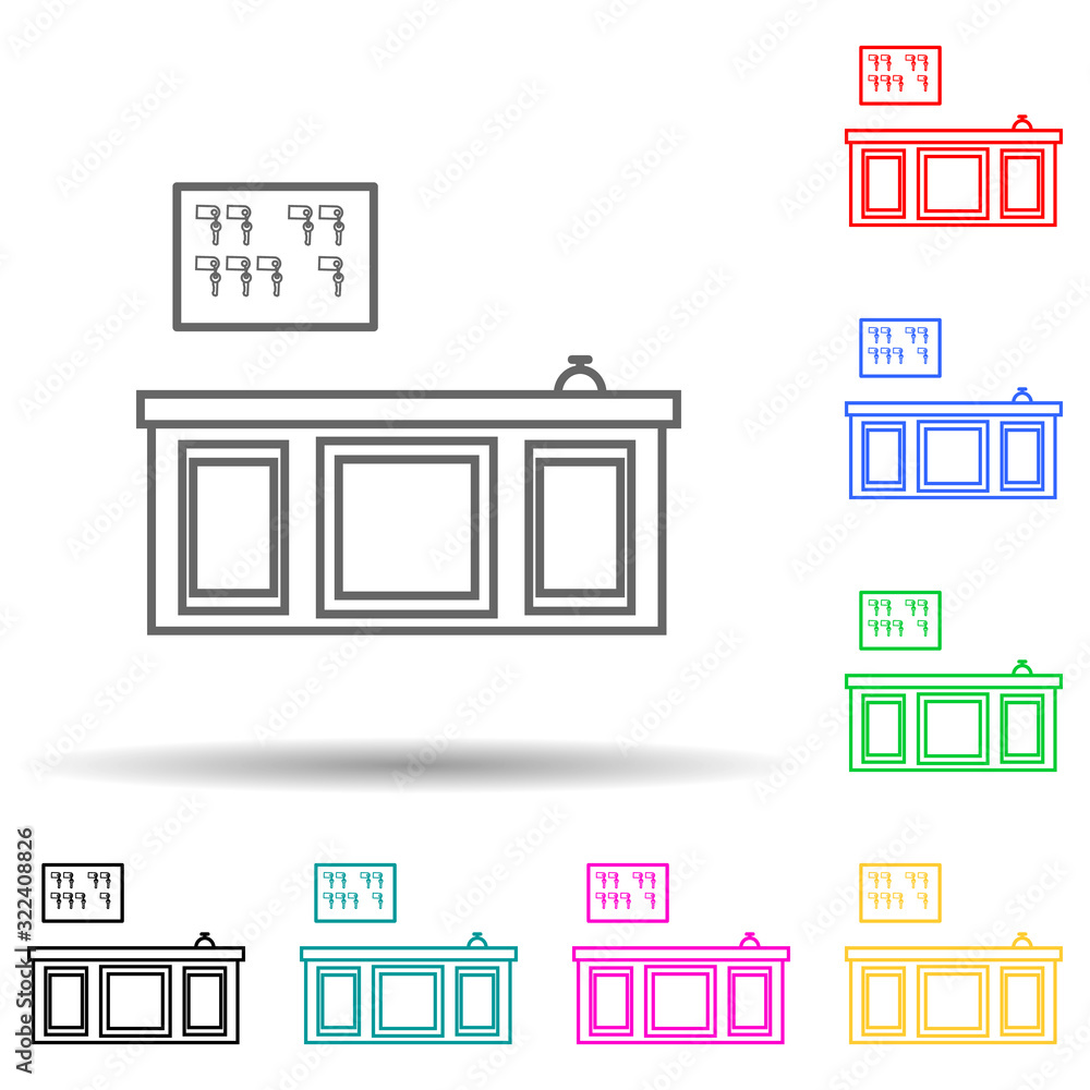 reception multi color style icon. Simple thin line, outline vector of hotel icons for ui and ux, website or mobile application