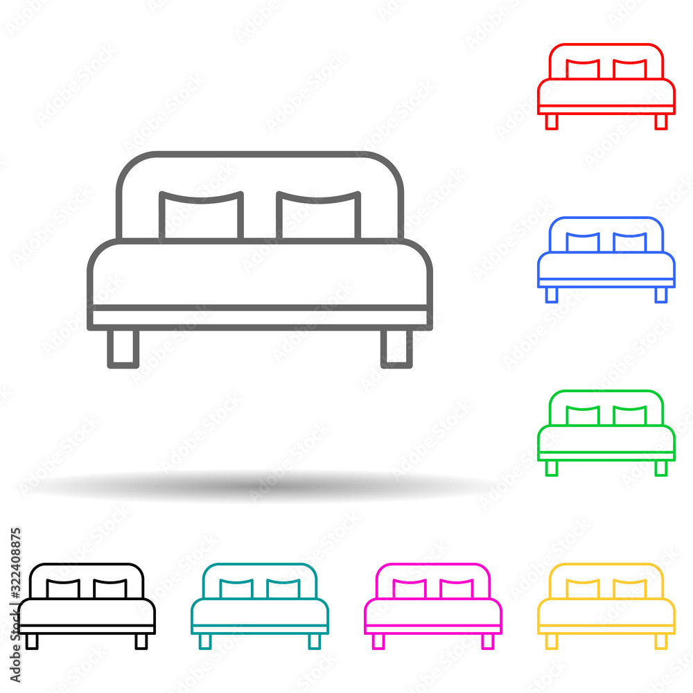 double bed multi color style icon. Simple thin line, outline vector of hotel icons for ui and ux, website or mobile application double bed multi color style icon. Simple thin line, outline vector of hotel icons for ui and ux, website or mobile application