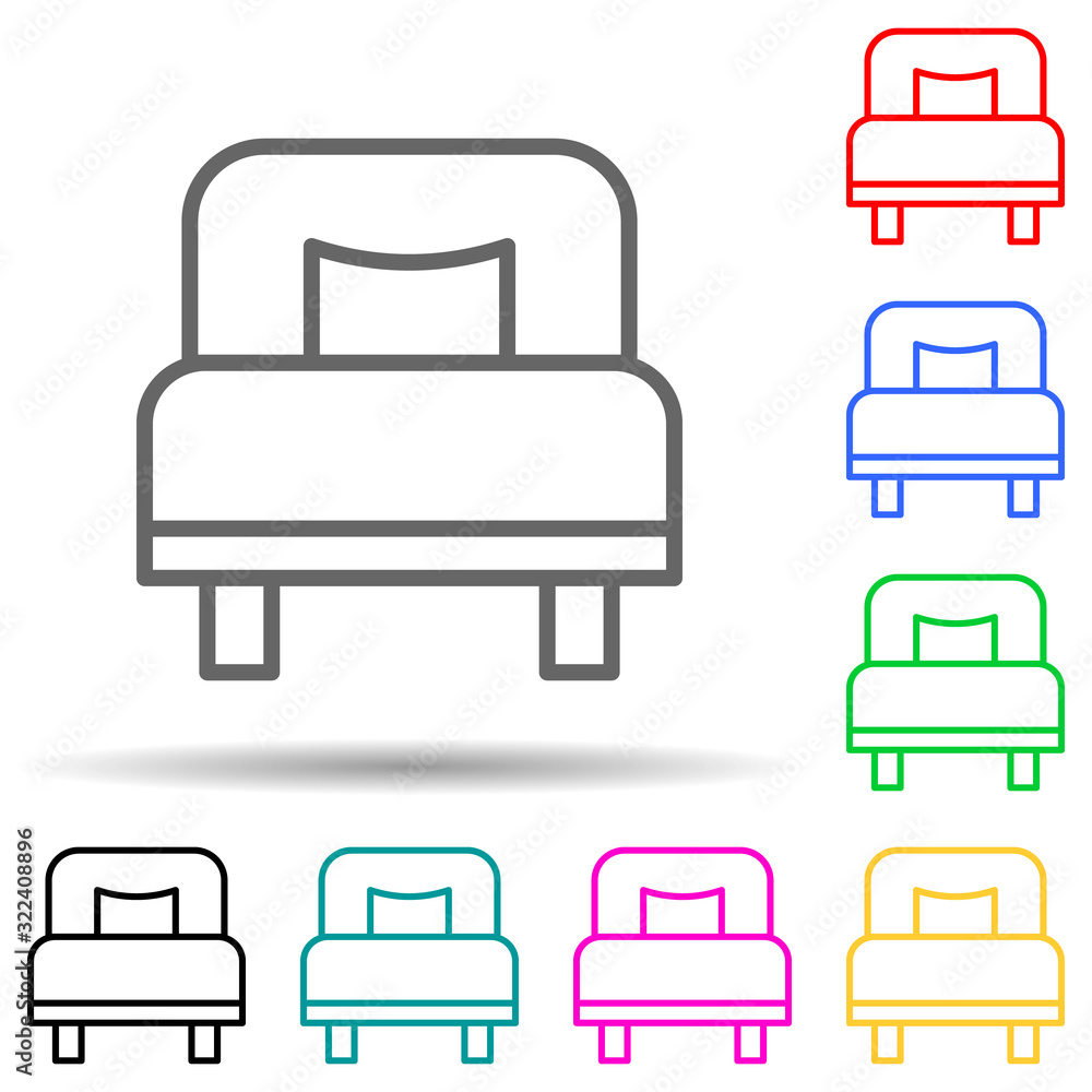 single bed multi color style icon. Simple thin line, outline vector of hotel icons for ui and ux, website or mobile application single bed multi color style icon. Simple thin line, outline vector of hotel icons for ui and ux, website or mobile application