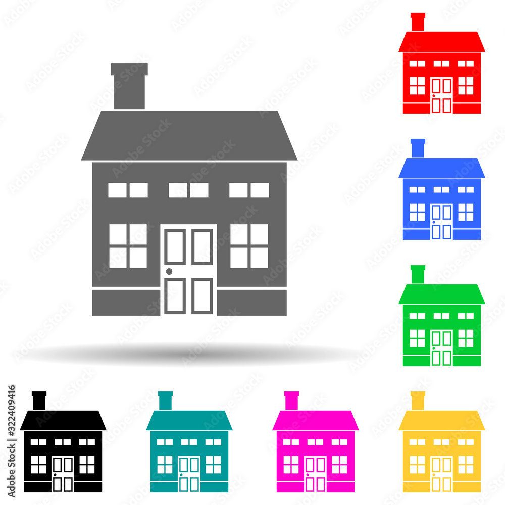 two-storey house multi color style icon. Simple glyph, flat vector of house icons for ui and ux, website or mobile application