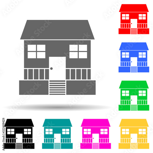 house with veranda multi color style icon. Simple glyph, flat vector of house icons for ui and ux, website or mobile application