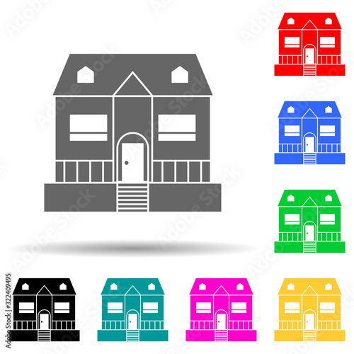 house with veranda multi color style icon. Simple glyph, flat vector of house icons for ui and ux, website or mobile application