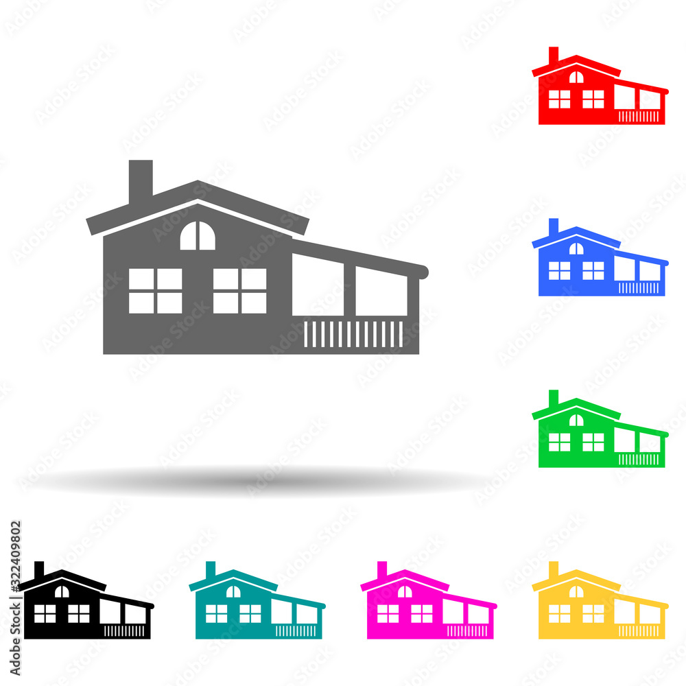 house with veranda multi color style icon. Simple glyph, flat vector of house icons for ui and ux, website or mobile application