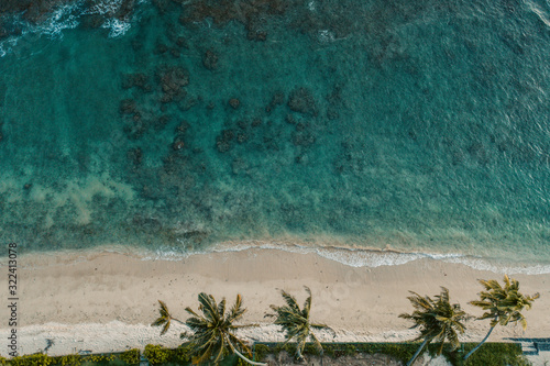Sri Lanka, Southern Province, Ahangama, Aerial view of sandy coastal beach photo