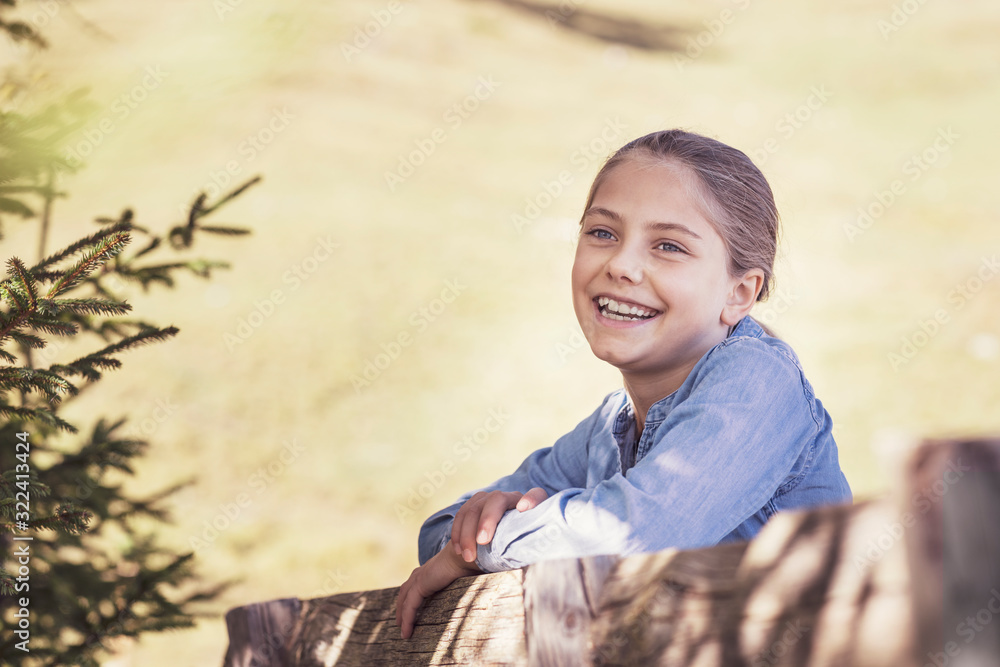Portrait of laughing girl in the countryside Portrait of laughing girl in the countryside