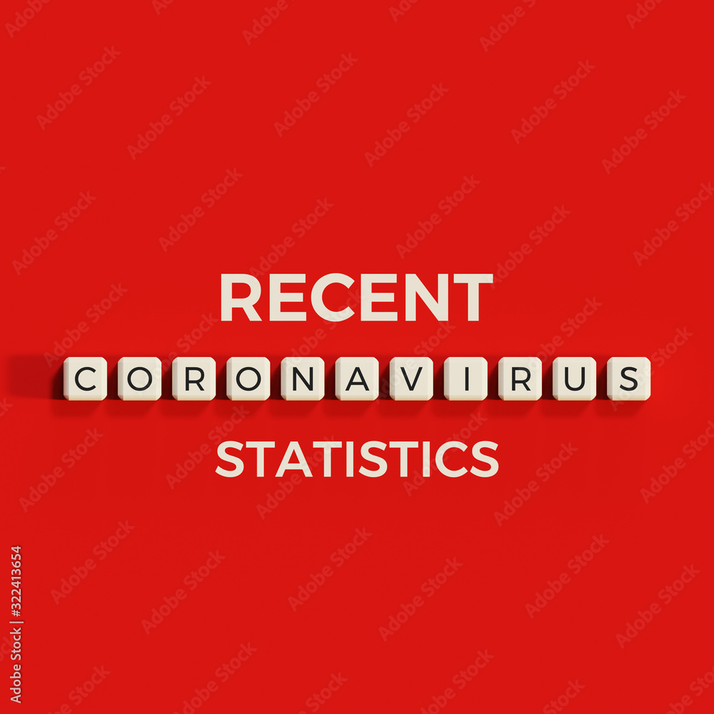 Coronavirus recent statistics blog cover image concept word written on a blocks top view