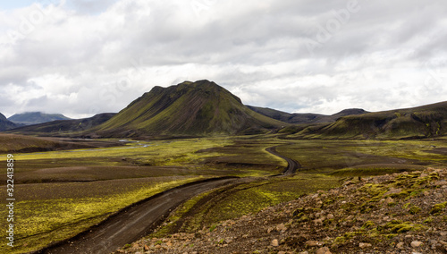 Landmannalaugur area in Iceland and the sulphur mountain Brennisteinsalda