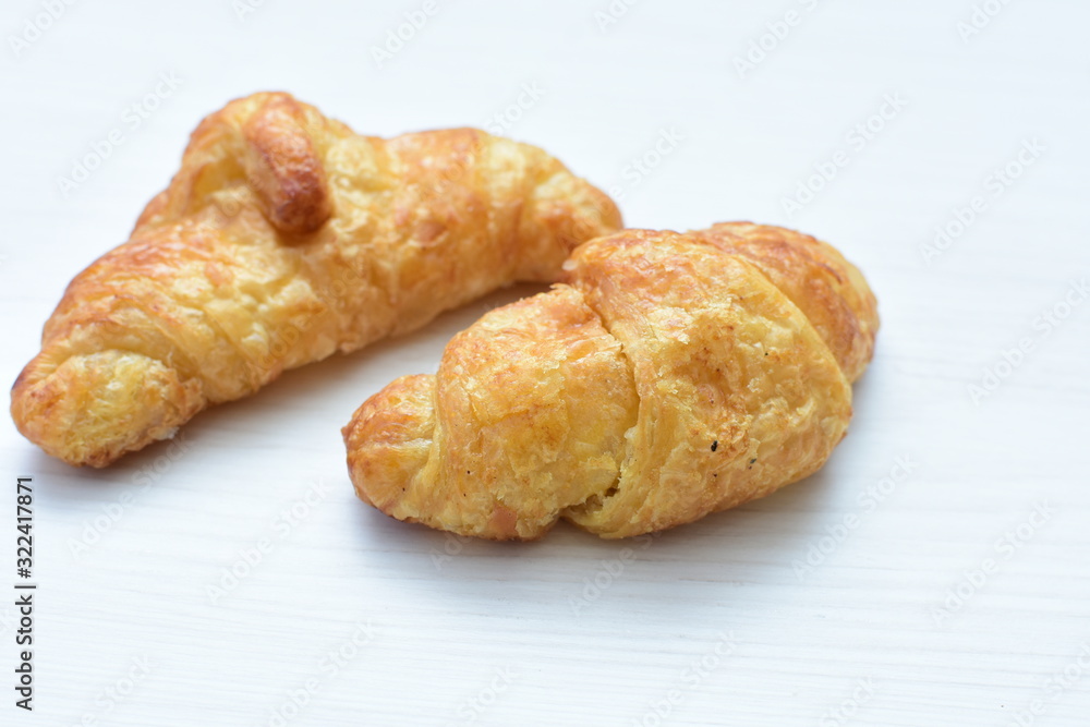 Small, freshly baked butter croissants