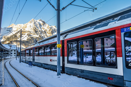 Mount Titlis snowy landscape in swiss Switzerland photo