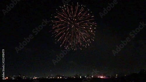 Big Ocean Firework show at night