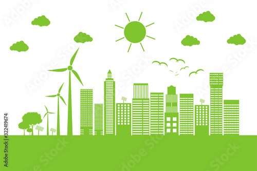 Green cities help the world with eco-friendly concept ideas.vector illustration