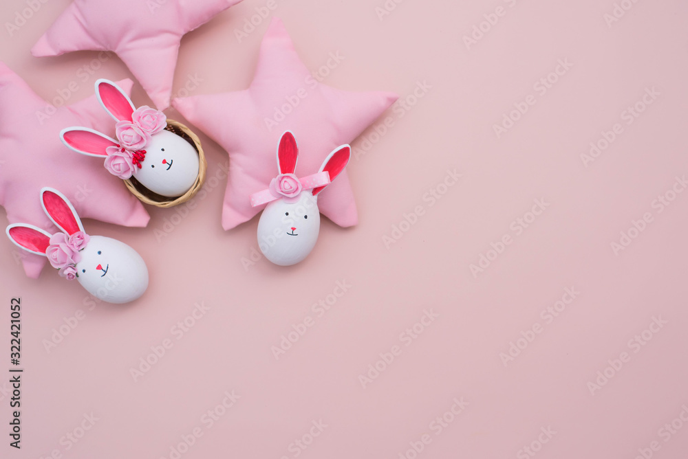 Easter eggs cute bunny. Funny decoration. Happy Easter Easter eggs cute bunny. Funny decoration. Happy Easter