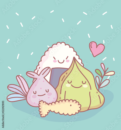 sushi rice wasabi fish menu restaurant food cute