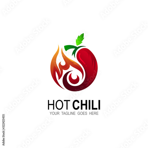 Hot chili logo template design vector,  Hot Food logo symbol or icon template