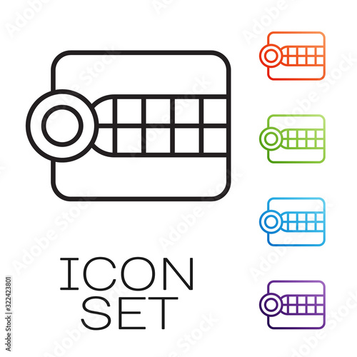 Black line Dentures model icon isolated on white background. Dental concept. Set icons colorful. Vector Illustration
