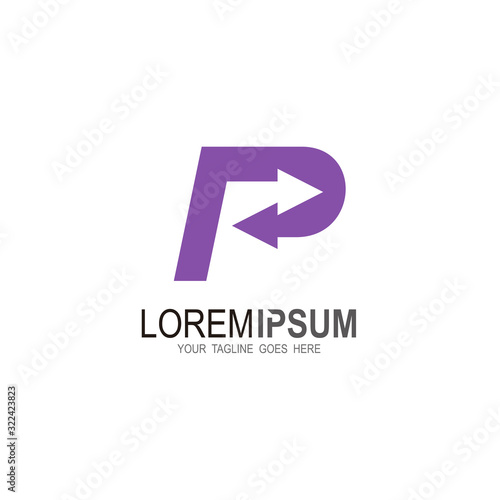 Free Download P logo and arrow design with simple icon - GFXLoad