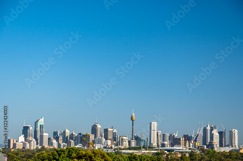 South view of Sydney CBD with plenty of blue sky in the background