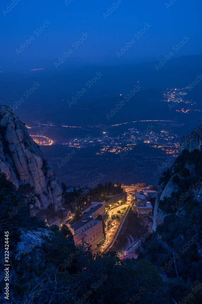 Montserrat monastery at night