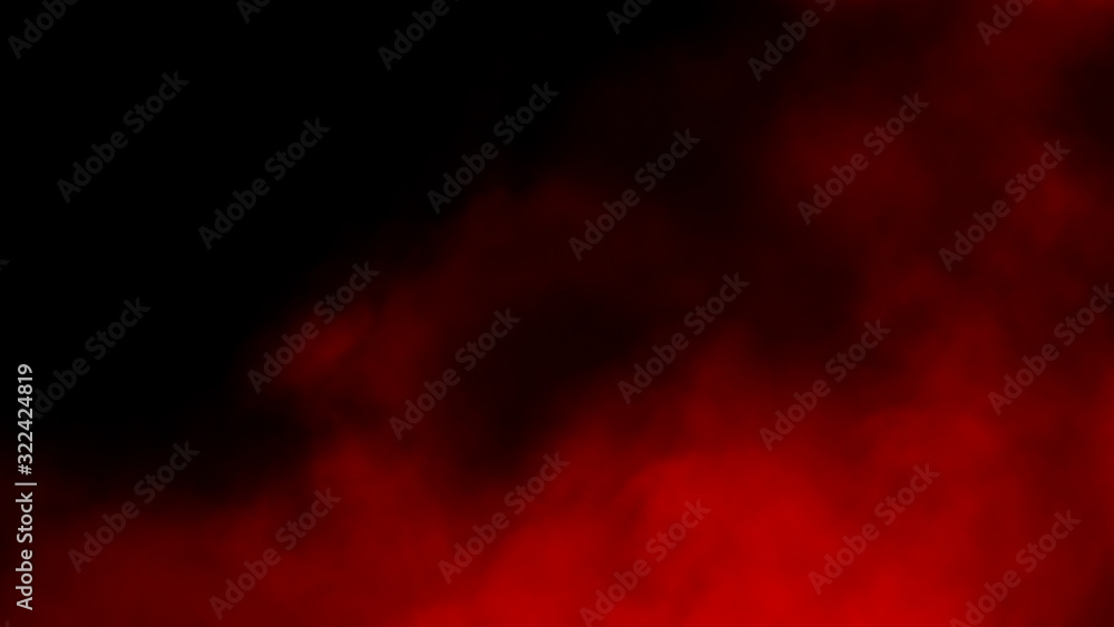 Paranormal mystic red smoke on the floor. Motion blur fog isolated on black background. Stock illustration.