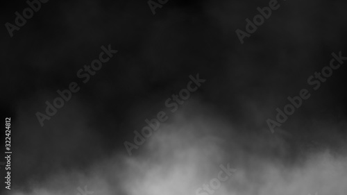 Paranormal mystic smoke on the floor. Motion blur fog isolated on black background. Stock illustration.