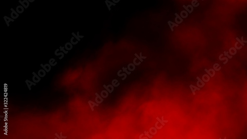 Paranormal mystic red smoke on the floor. Motion blur fog isolated on black background. Stock illustration.
