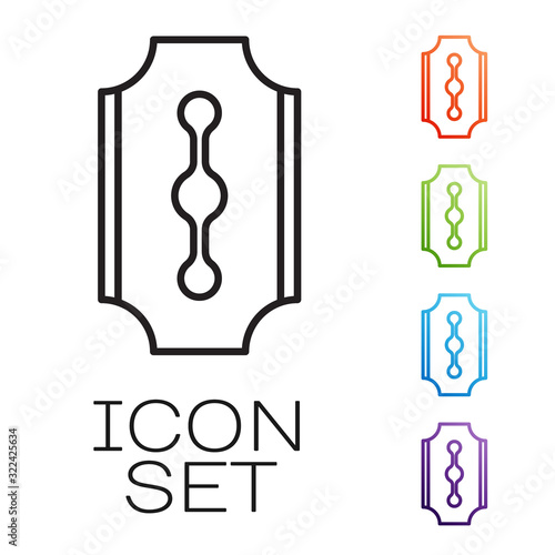 Black line Blade razor icon isolated on white background. Set icons colorful. Vector Illustration