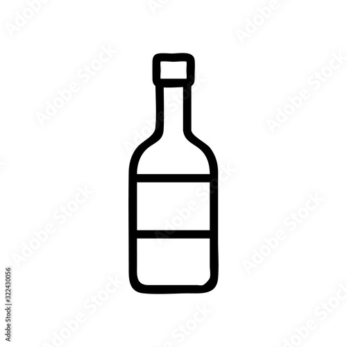 bottle wine icon vector. Thin line sign. Isolated contour symbol illustration
